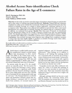 TxSDY's research article about alcohol-to-go orders in Texas, which was published in published in Health Behavior and Policy Review.
